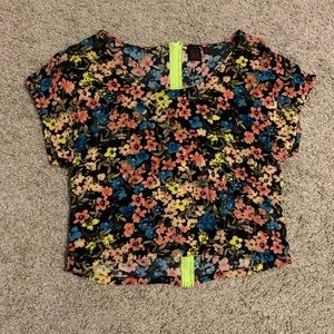 Material Girl Neon Floral Top- sz XS